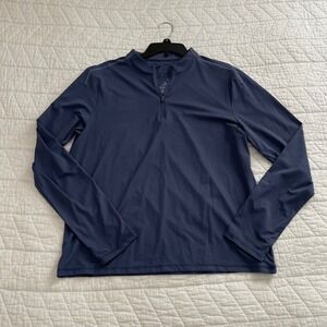Xersion Train Flatback Mesh 1/4 Zip Mock Neck Long Sleeve Cavalry Blue Mens M